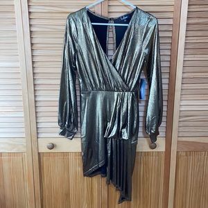 Gold and black metallic midi dress